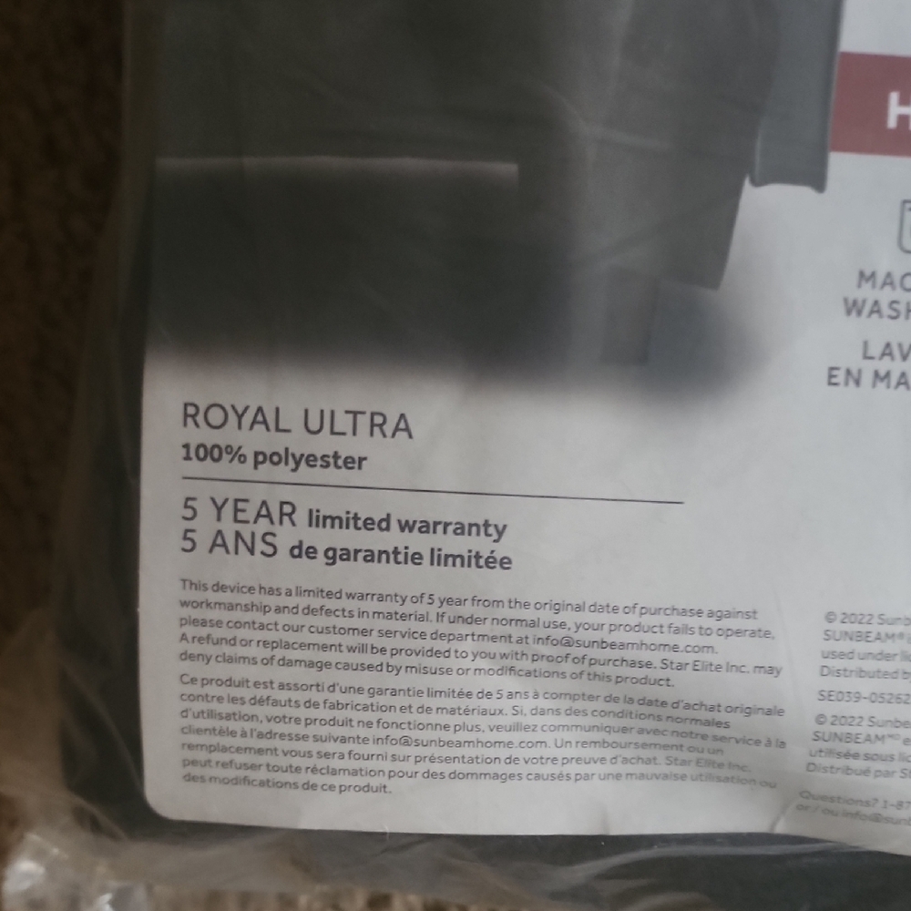 Sunbeam Royal Ultra Heated Throw in Jete Brown Color - Picture 2 of 4